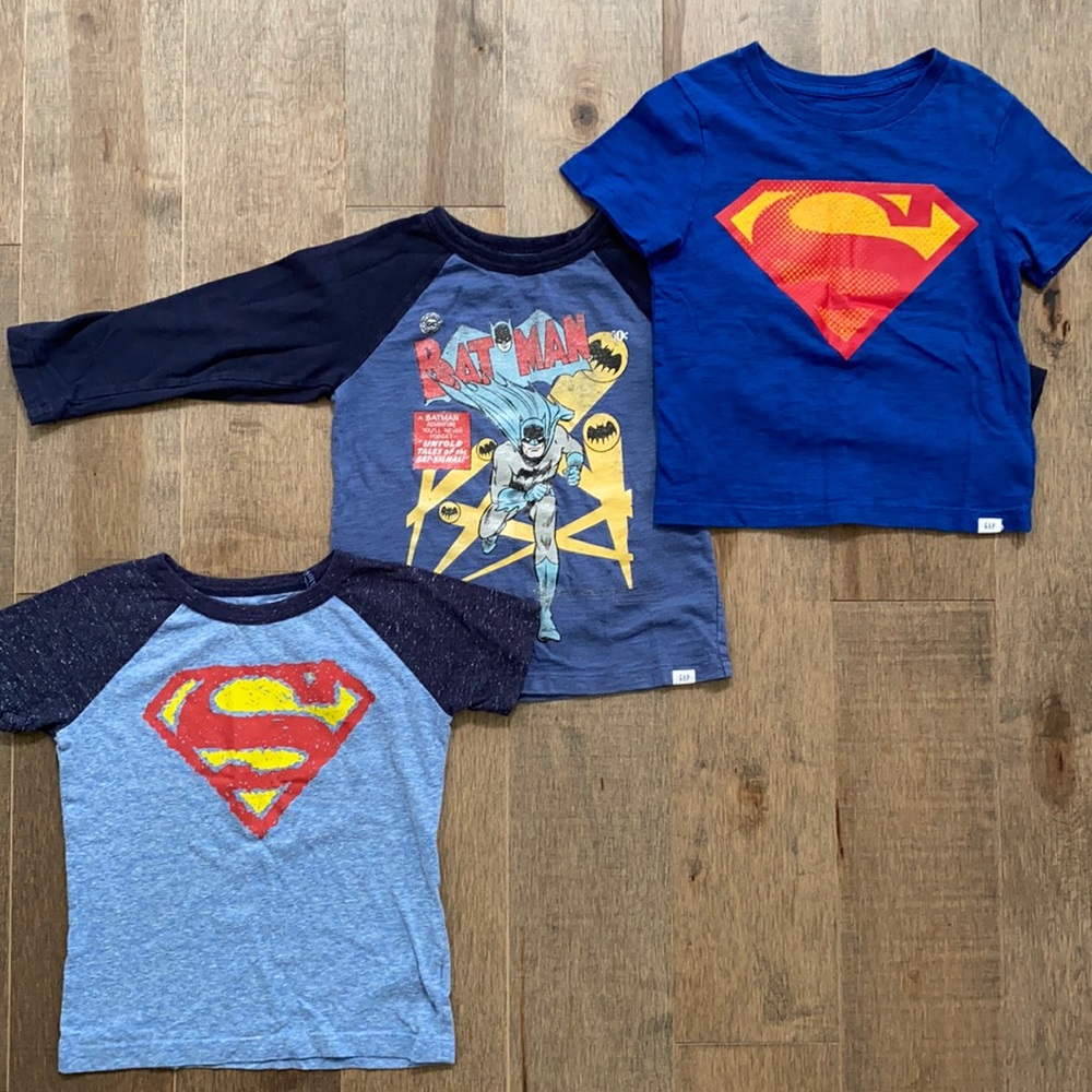 Baby Gap Batman and 2 Superman shirts 4T